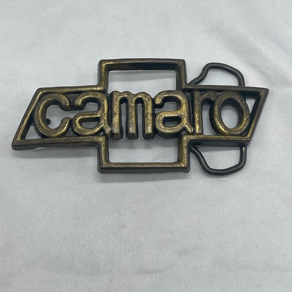Vintage Chevy Camero Solid Brass Belt Buckle
